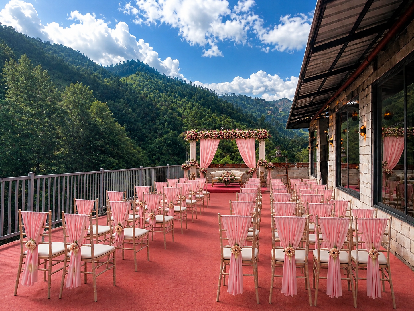 Wedding terrace overlooking the hills